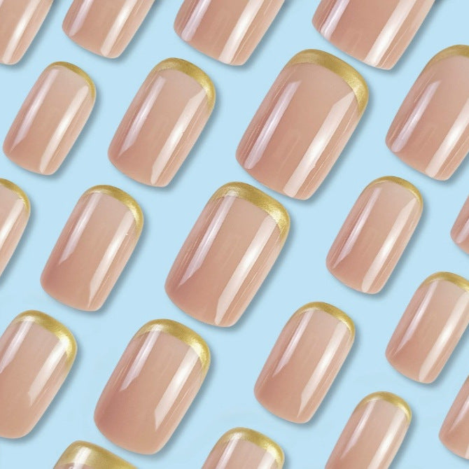 Luxurious Gold-Trimmed Gel Nail Enhancements Stornfield