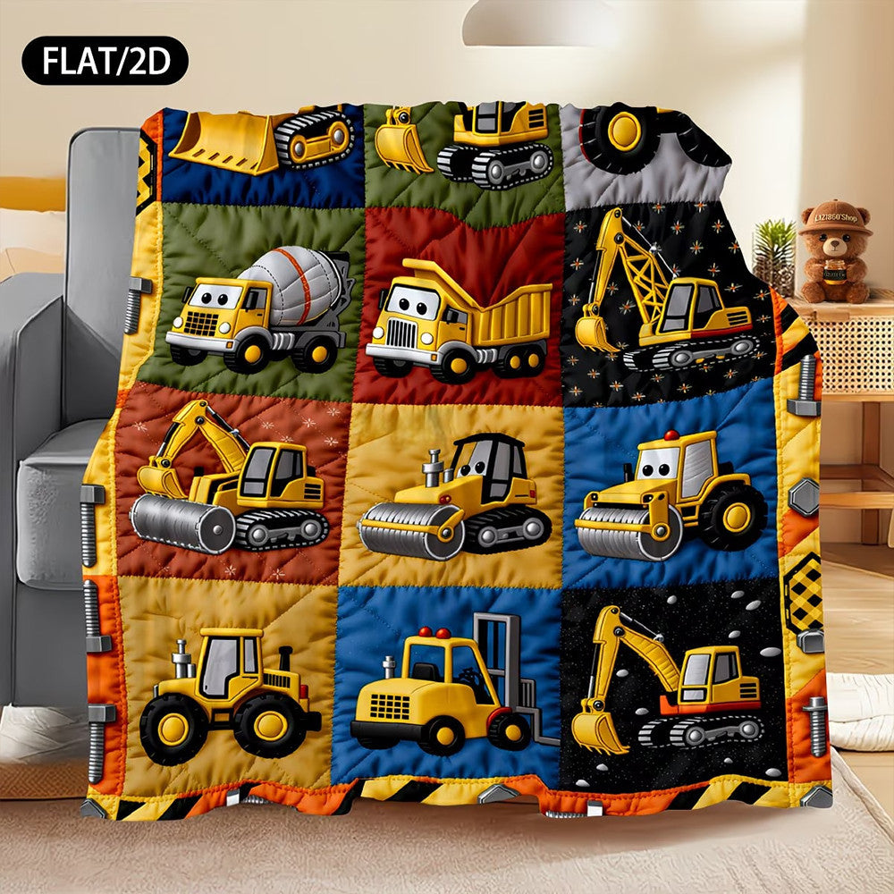 Construction-Themed Fleece Throw Blanket