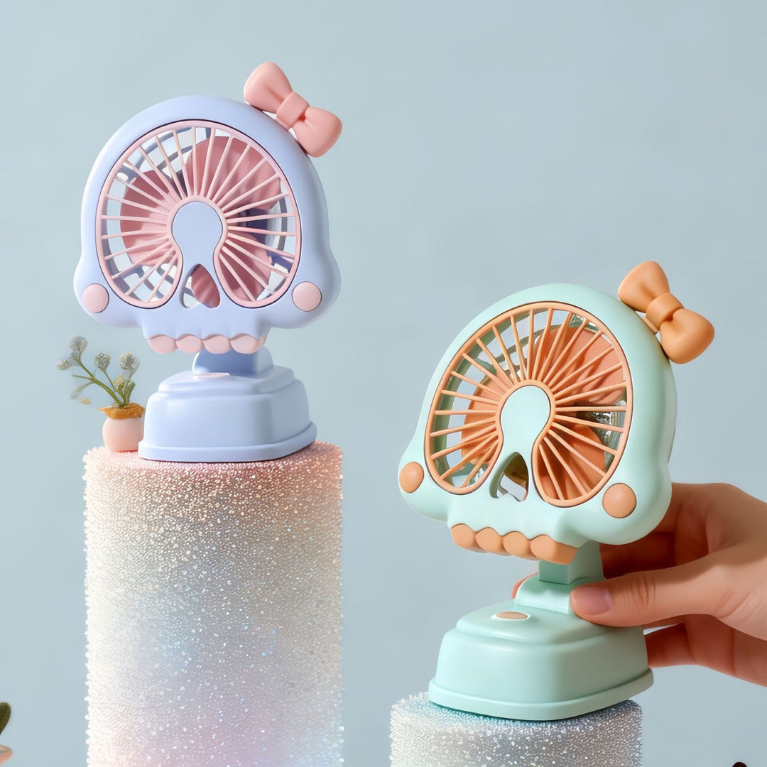Ladies Portable Hand Fan in Unique Skull Design Stornfield
