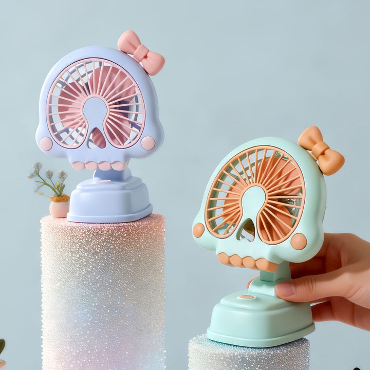 Ladies Portable Hand Fan in Unique Skull Design Stornfield