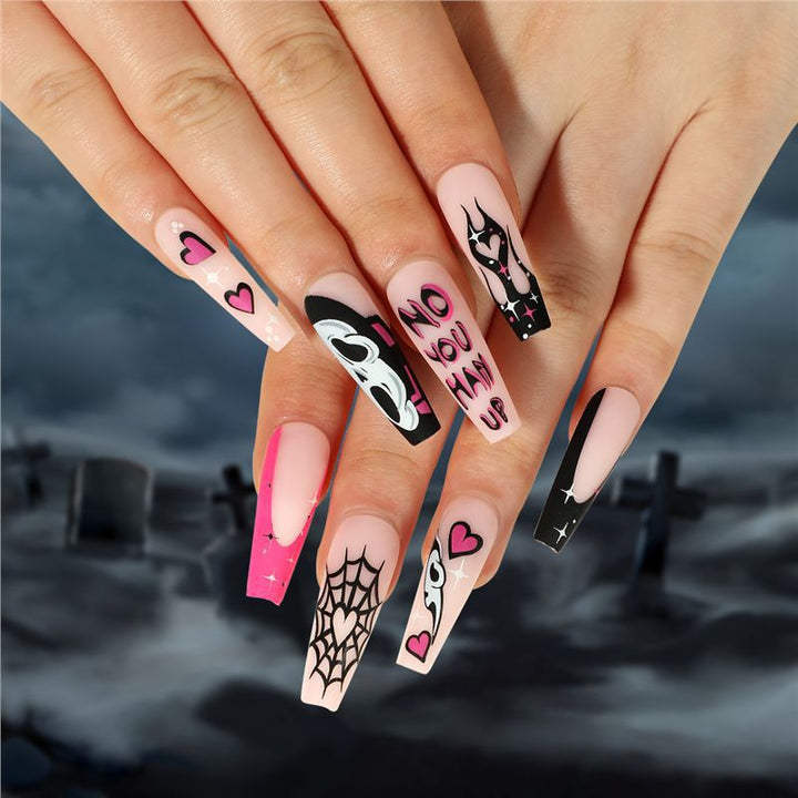 Artistic Halloween-Themed Press-On Nail Set Stornfield