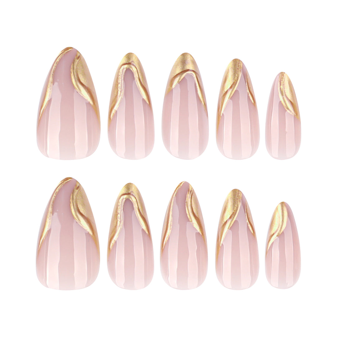 Elegant Stiletto Nails with Shimmering Gold Accent Stornfield