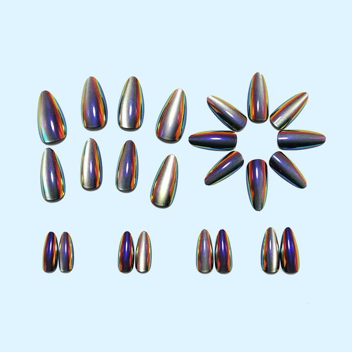 High-gloss artificial nails in modern metallic look Stornfield