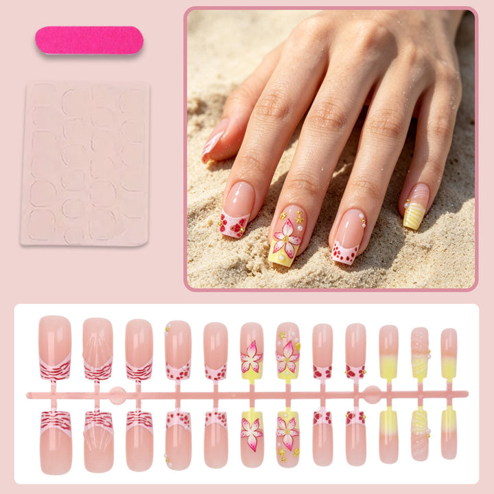 Nail art set with floral accents and glitter decorations Stornfield
