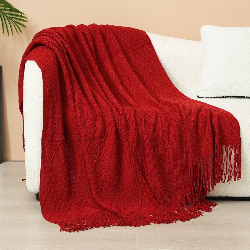 Women Elegant and stylish living and cuddly blanket with fringes Stornfield