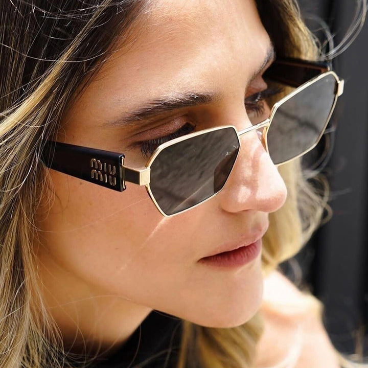 Ladies hexagonal sunglasses with elegant metal frame and protective lenses Stornfield
