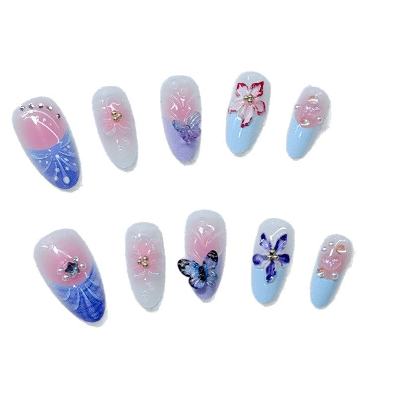 Artful Nail Art with Floral Details and Butterflies Stornfield