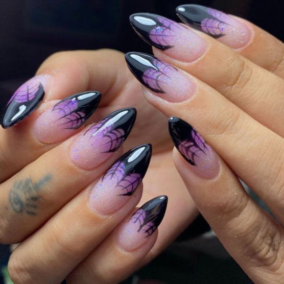 Artistic Press-On Nail Set with Lavender Ombre Design Stornfield