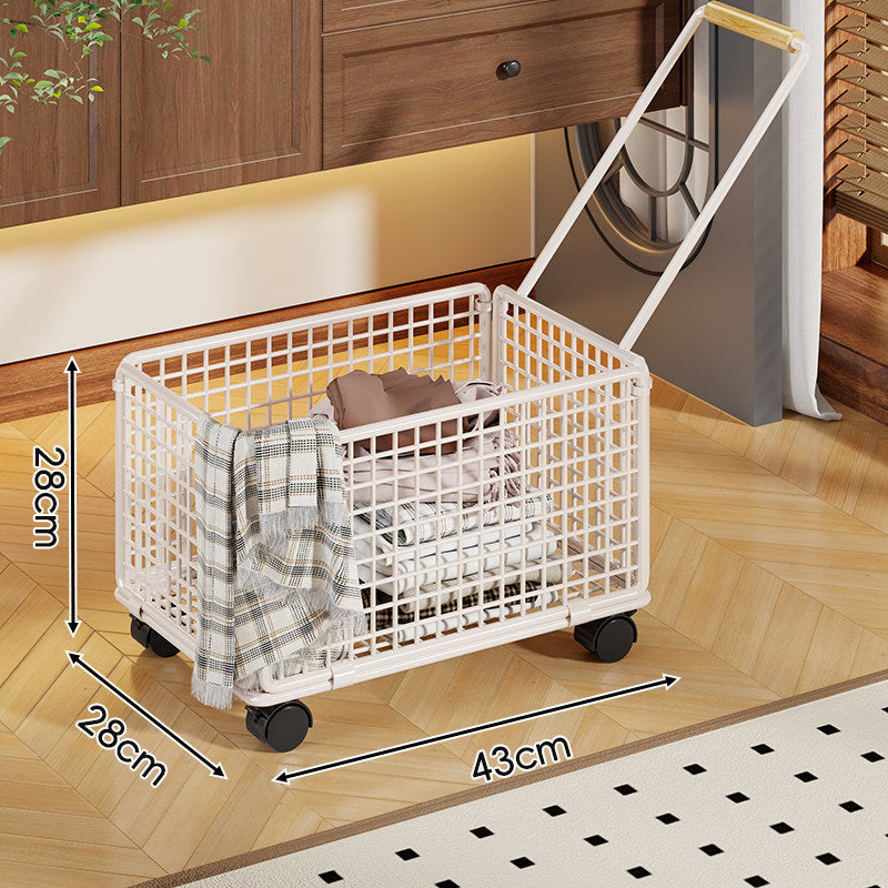 Rolling Wire Laundry Cart with Telescopic Handle