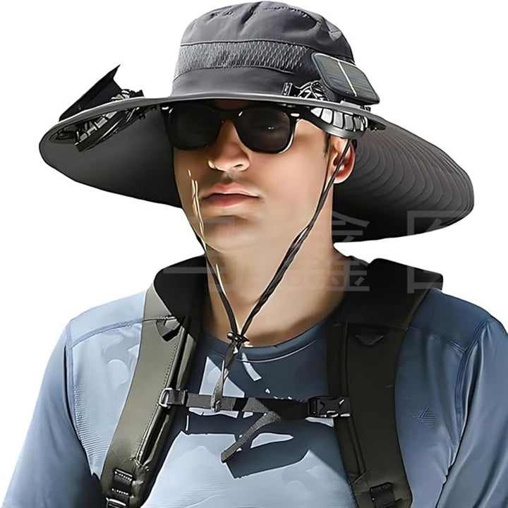 sun hat with solar-powered fan and wide brim Stornfield