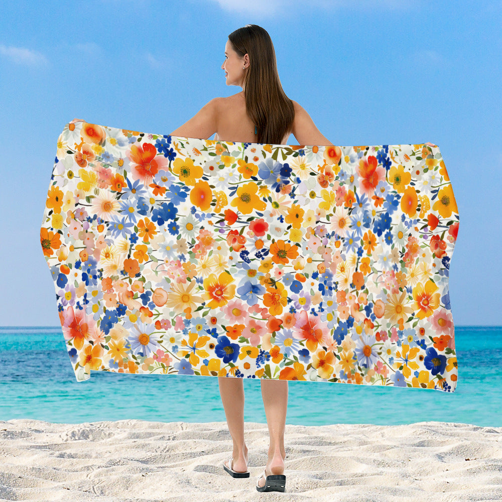 Beach towel with elegant floral watercolor design Stornfield