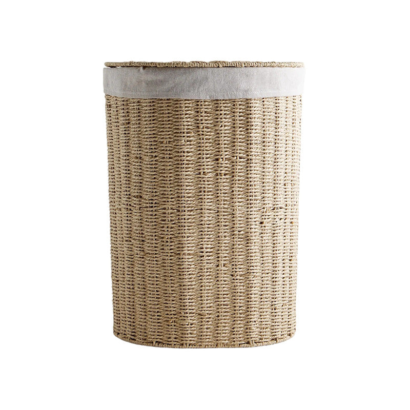 Round laundry basket made of natural materials Stornfield