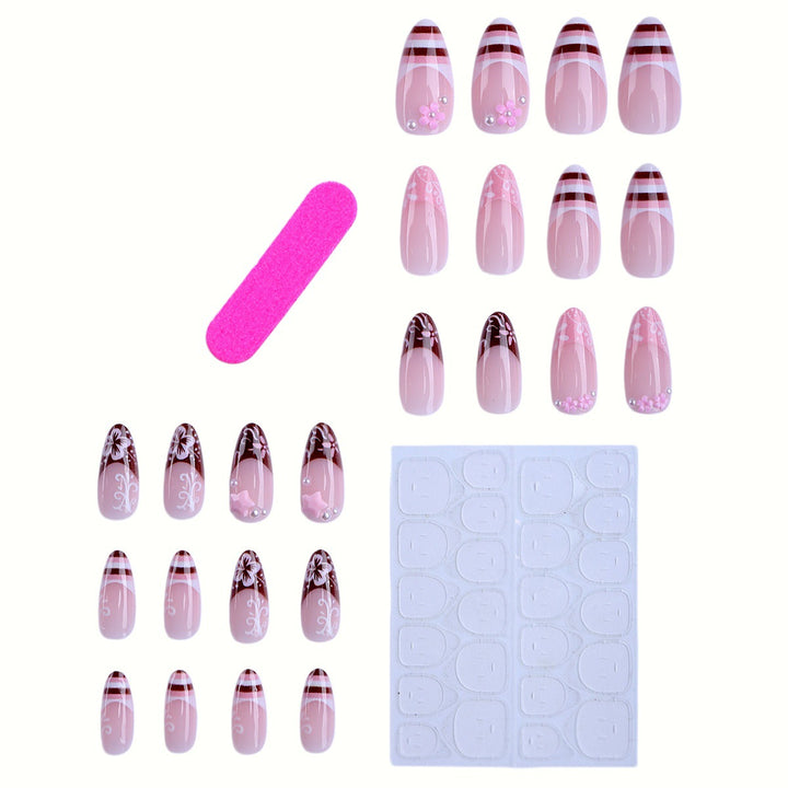 Artistic Floral Press-On Nail Enhancements Stornfield
