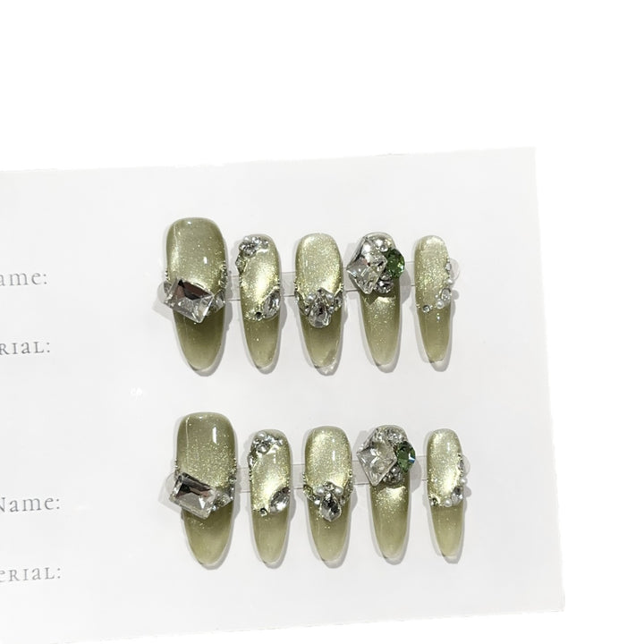 Glamorous Crystal-Accentuated Press-On Nail Set