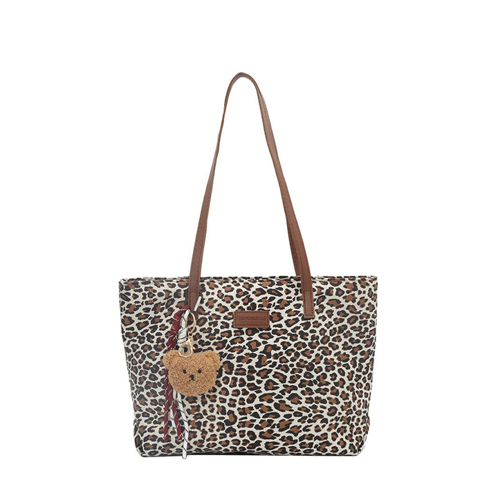 Leopard Print Canvas Tote Bag