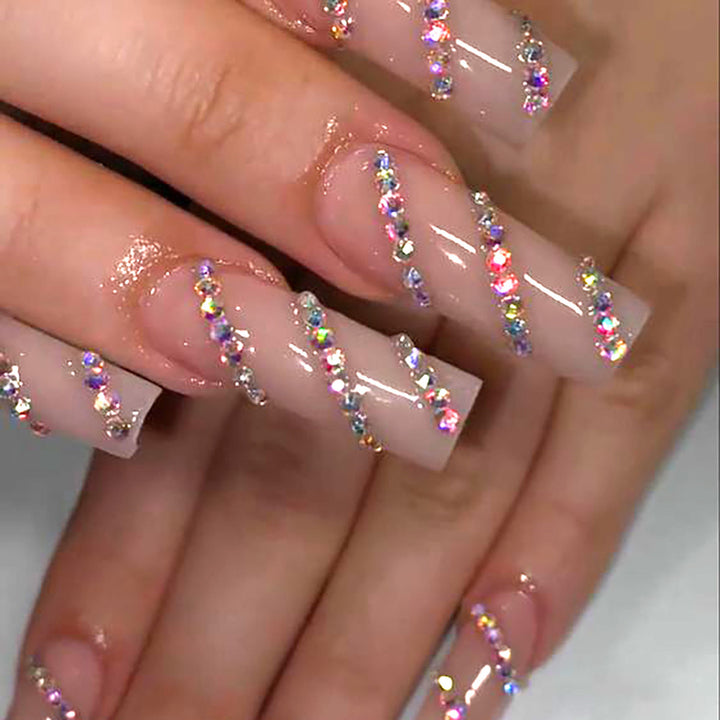 Acrylic nail set with sparkling rhinestone accents Stornfield