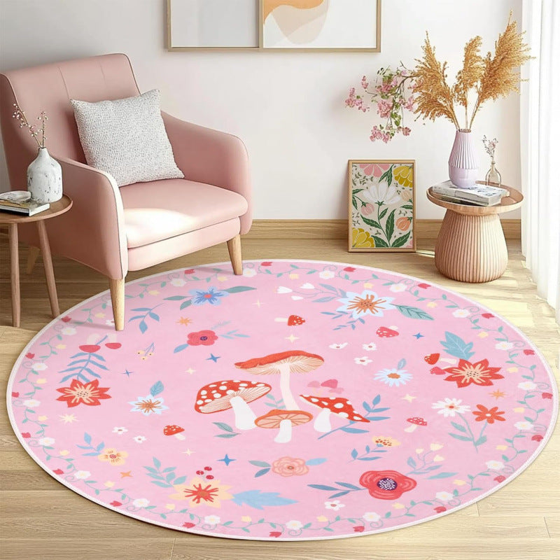 Floral-Themed Round Area Rug