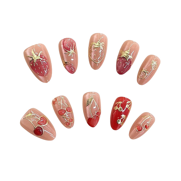 Artistic Floral-Accent Press-On Nails Set Stornfield