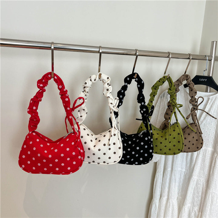 Polka Dot Textured Shoulder Bag