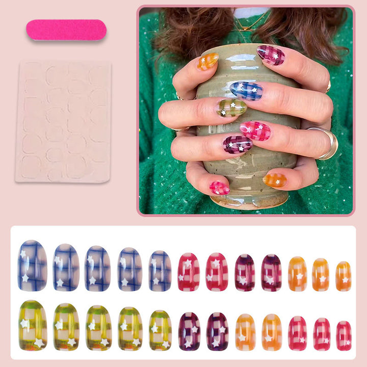 Art nail set with colorful star designs Stornfield