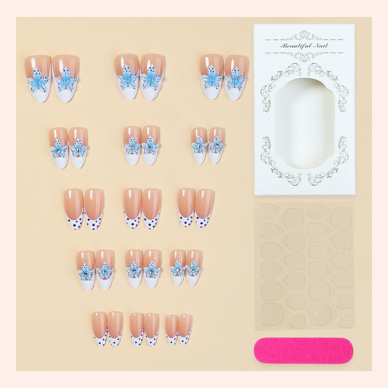 Artificial nail set with maritime motifs and glamorous decorations Stornfield
