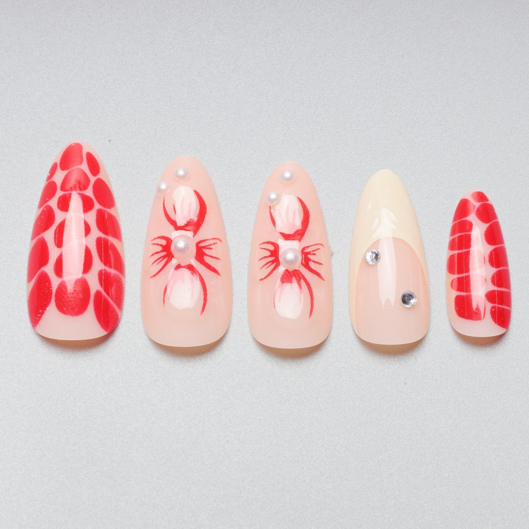 Artistic Floral and Texture Stiletto Nail Extensions Stornfield