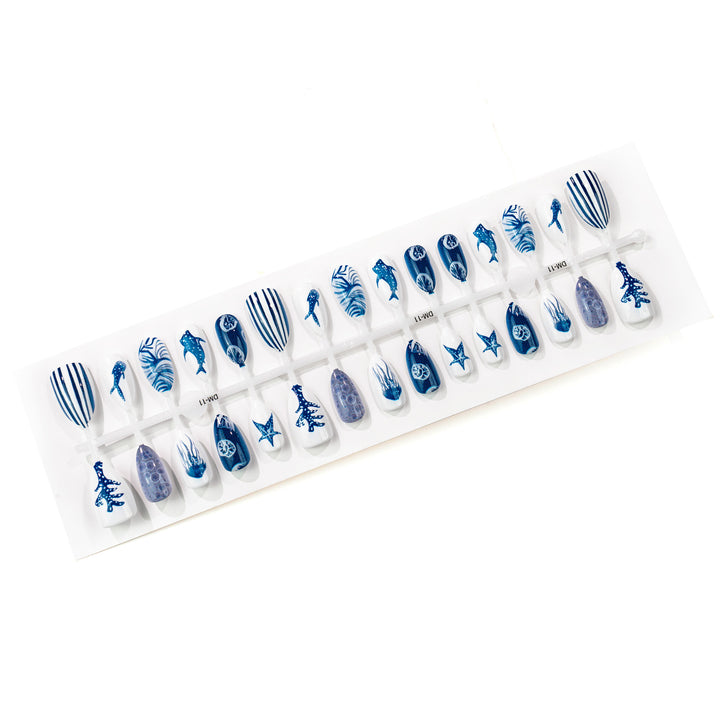 Nautical-Themed Press-On Nail Art Set