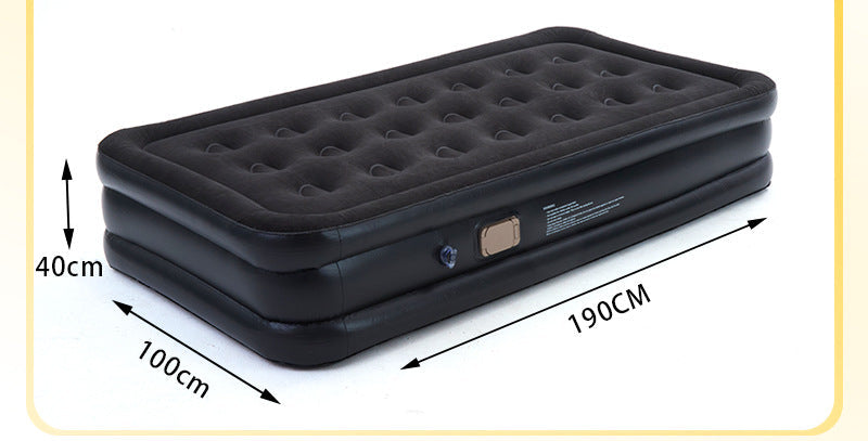 automatic inflate double flocked air mattress with integrated electric pump and raised edge comfort Stornfield