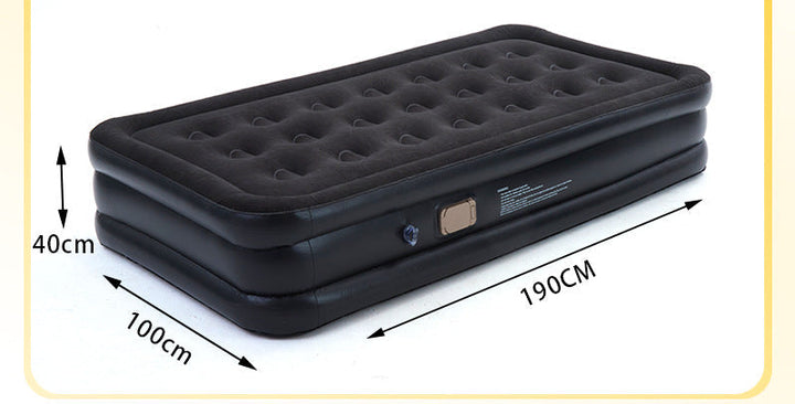 automatic inflate double flocked air mattress with integrated electric pump and raised edge comfort Stornfield