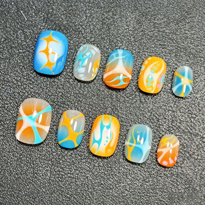 Artistic Coffee-Inspired Press-On Nail Art Set Stornfield