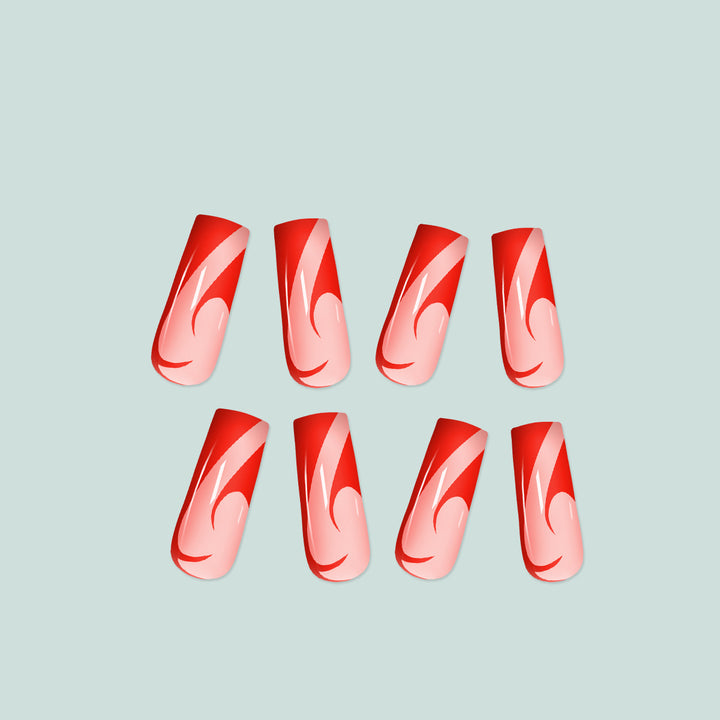 Artful nail extensions with fire pattern Stornfield