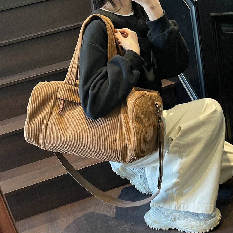 Sporty Travel Bag Made of Soft Cord Material with Adjustable Shoulder Strap Stornfield