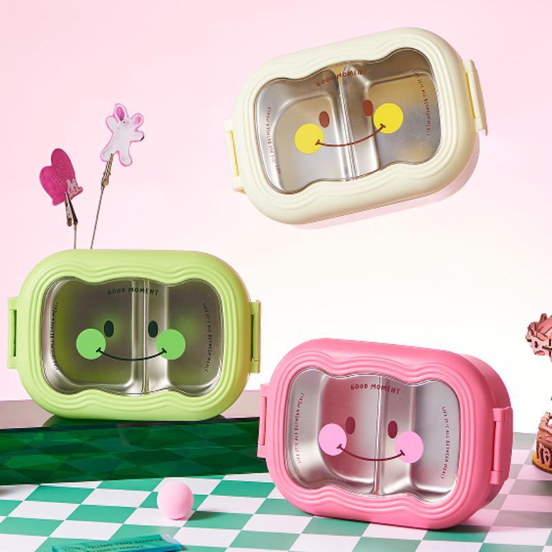 Smile-Themed Dual-Compartment Food Storage Container