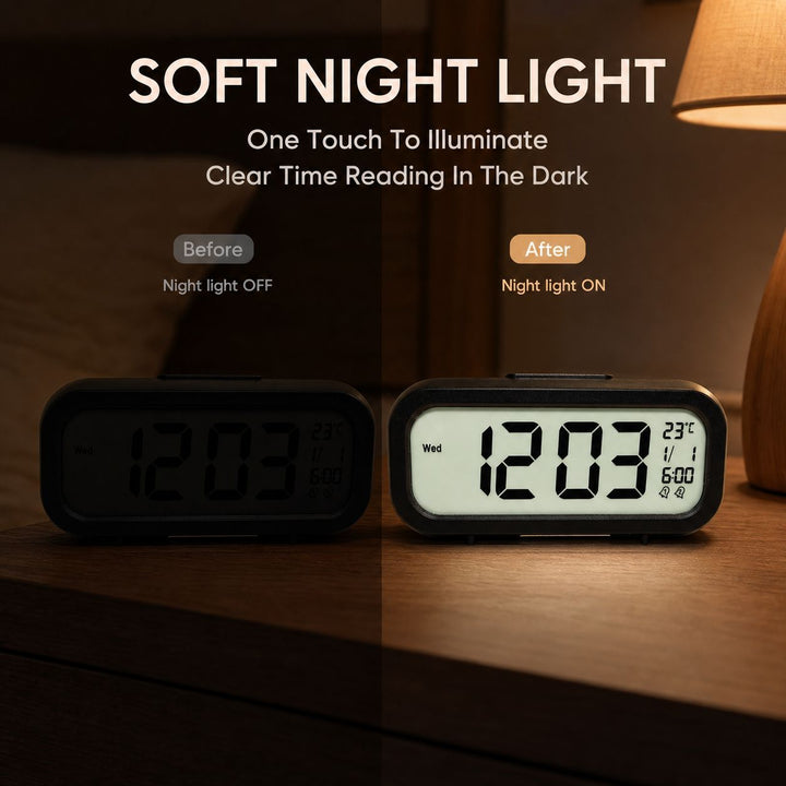 Digital alarm clock with temperature sensor and large LED display Stornfield