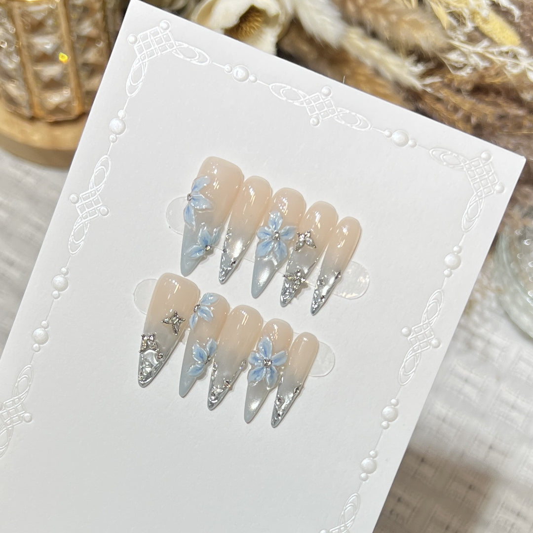 Elegant Stiletto Floral Press-On Nail Set Stornfield
