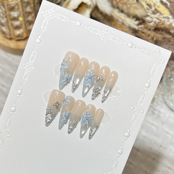 Elegant Stiletto Floral Press-On Nail Set Stornfield