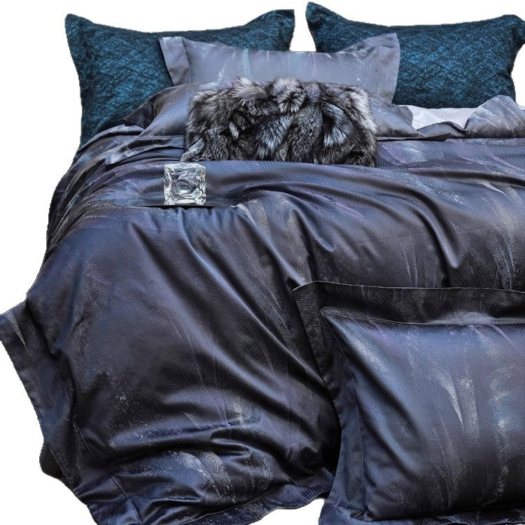 Silky Micro-Sateen Abstract Wave Duvet Cover Set with Hidden Closure and Pillow Shams