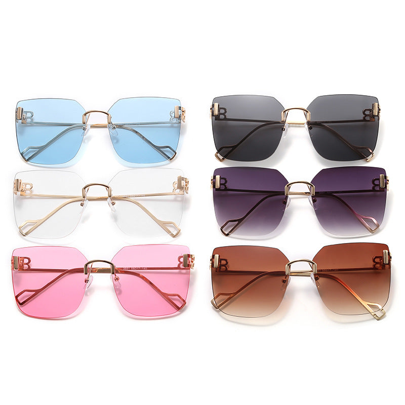 Women elegant square sunglasses with gold-colored metal frame Stornfield