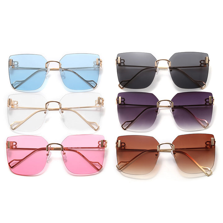 Women elegant square sunglasses with gold-colored metal frame Stornfield