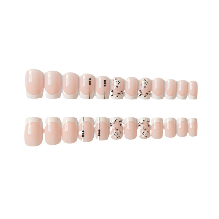 Elegant Floral French Tip Nail Art Set