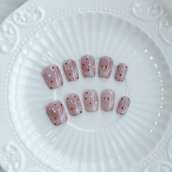 Decorative Press-On Nail Art Set with Floral Accents  1791773215