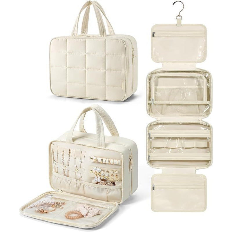 Jewelry Organizer Bag with Removable Hook and Transparent Compartment Division Stornfield