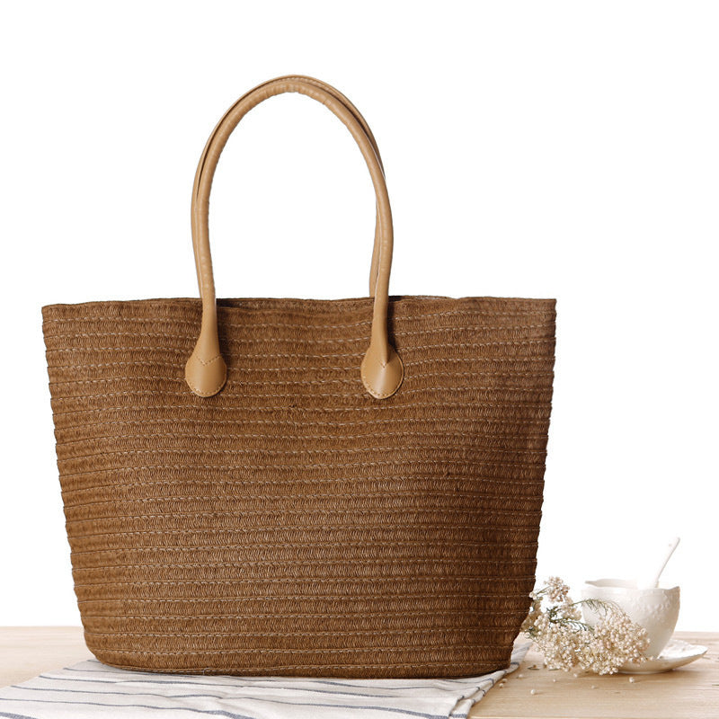 Spacious straw tote bag with elegant leather straps Stornfield