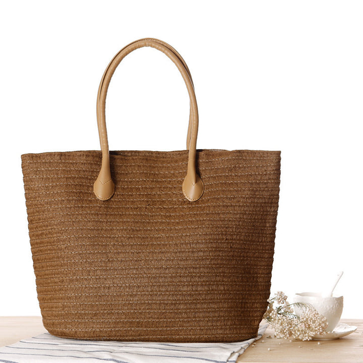 Spacious straw tote bag with elegant leather straps Stornfield