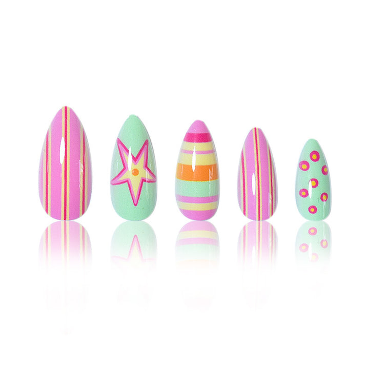 Themed Vibrant Press-On Nail Art Stornfield