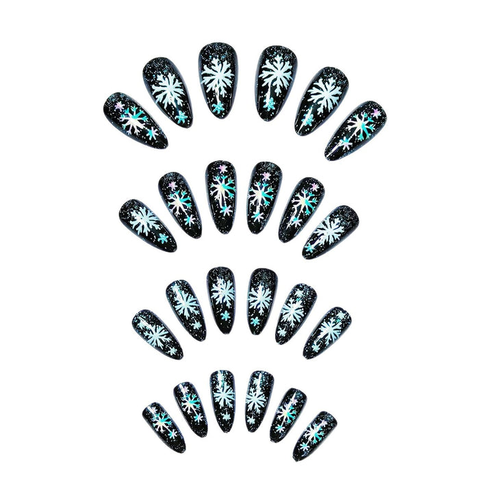 Artificial nails with shimmering snow crystal motif Stornfield