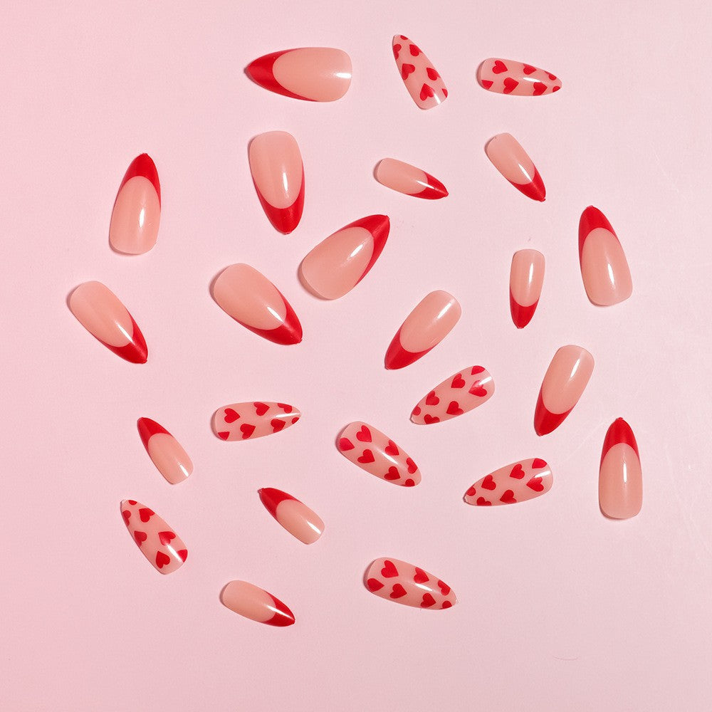 Artistic Heart-Embellished Press-On Nail Art Stornfield