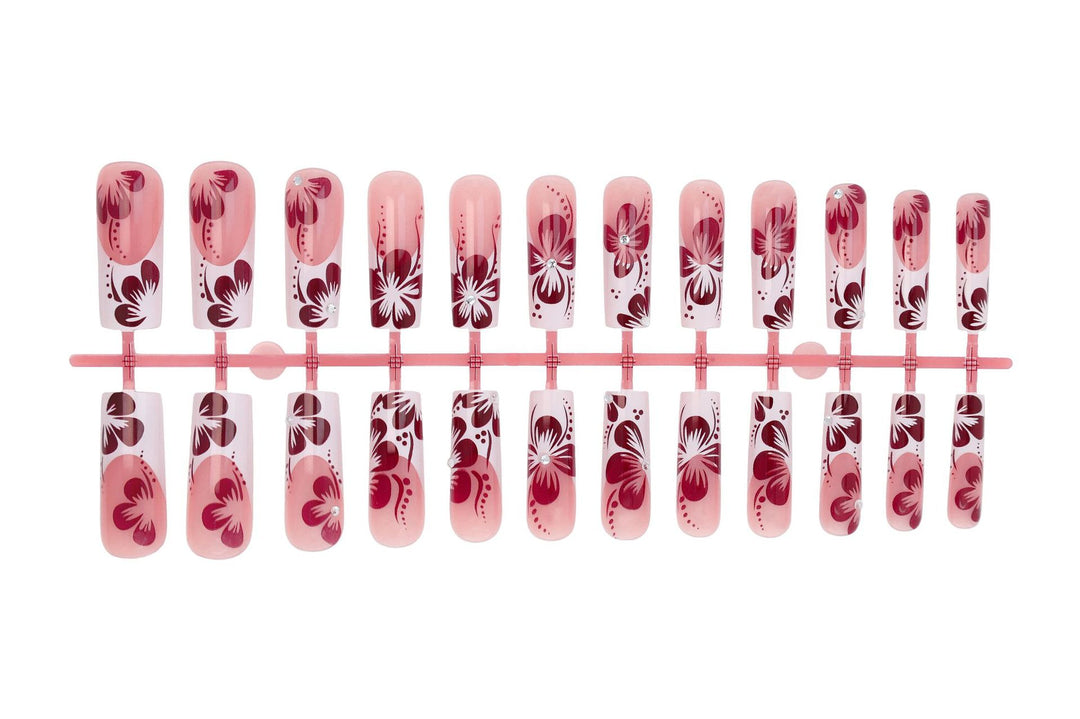 Nail set with elegant floral and ombre designs Stornfield
