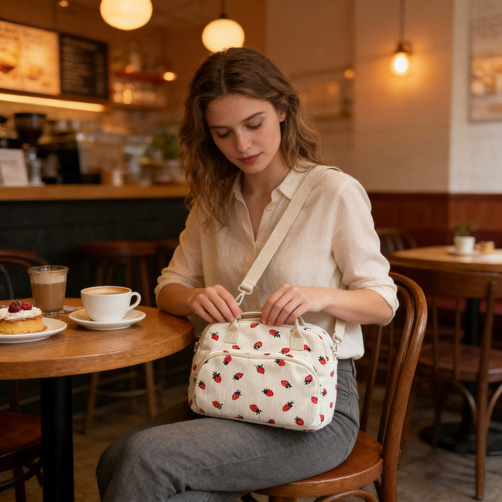 Stylish Strawberry Print Handbag