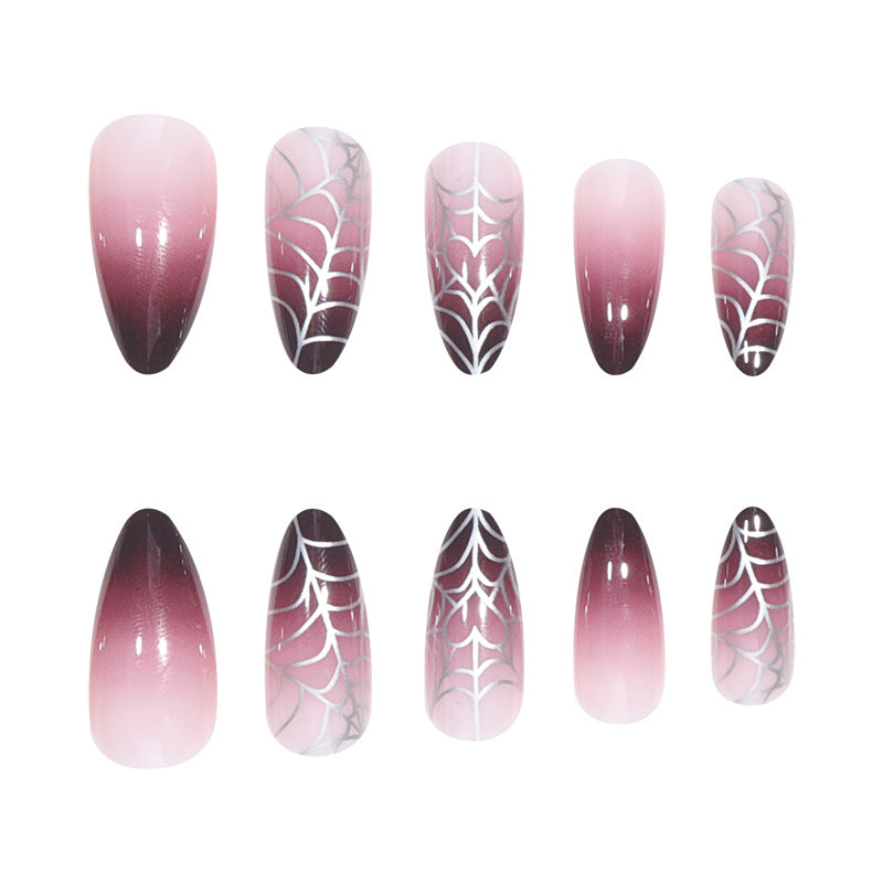 Stiletto Press-On Nails with Spider Web Design Stornfield
